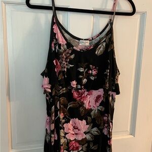 Free Kisses Black and Pink Floral Camisole